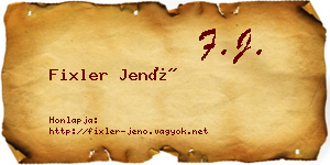 Fixler Jenő névjegykártya